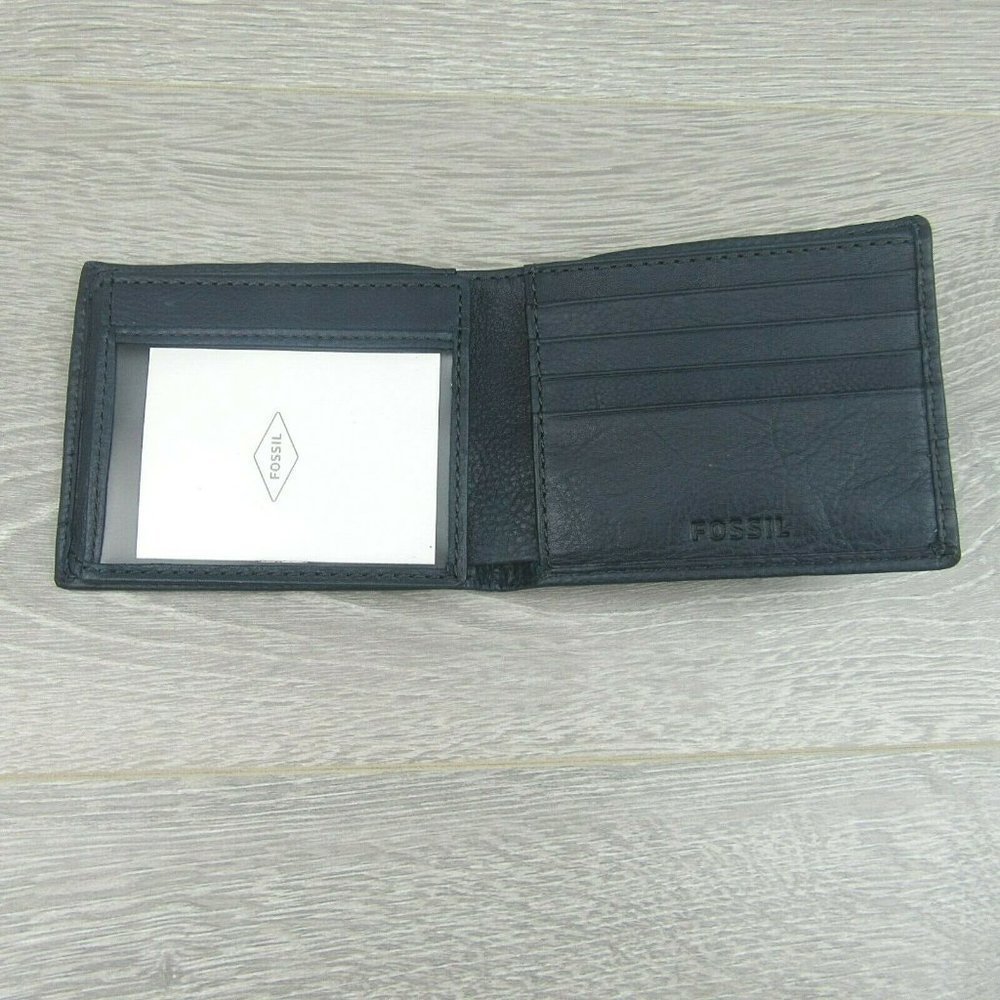 Fossil Lufkin Traveler Leather Deep Indigo Men's Wallet NEW - Picture 3 of 12